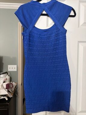 Guess Royal Blue Textured Bodycon Mini Dress